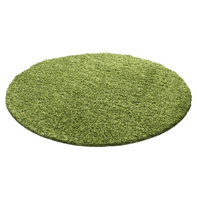 Afbeelding van Basic Shaggy vloerkleed Groen Hoogpolig 120 cm rond