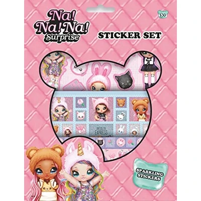 Afbeelding van nanana surprise glitter stickers Papier Roze 3 vellen in envelop verpakking Totum stickerset