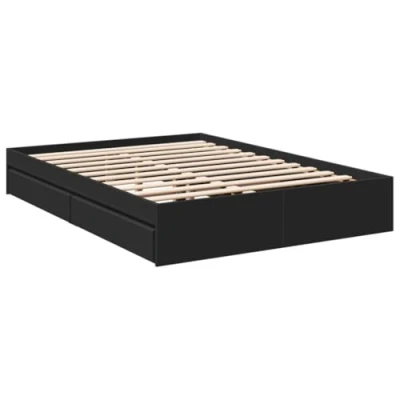 Afbeelding van vidaXL Bedframe met lades bewerkt hout zwart 140x200 cm