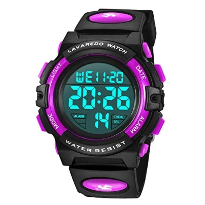 Afbeelding van BEN NEVIS Kinderhorloge, jongens, jongeren, digitaal, outdoor, sport, multifunctioneel, waterdicht, led licht, alarm, datum, met siliconen band, 10 paars, Riem