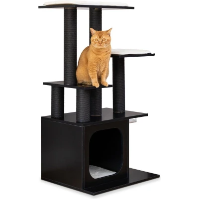 Afbeelding van Cellavi Krabpaal Geschikt voor Grote en Zware Katten Sisal Touw Hout 112,5x80x50 cm Zwart