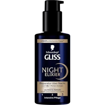 Afbeelding van Gliss Kur Night Elixir Ultimate Repair (100 ml), haarserum regenereert beschadigd haar tijdens het slapen, haarverzorging laat zacht en geregenereerd &#039;s nachts achter