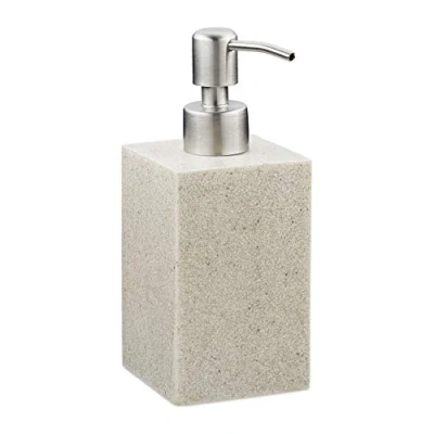 Afbeelding van Relaxdays zeeppompje aanrecht zeepdispenser vierkant handzeeppompje 300 ml pompje Zand