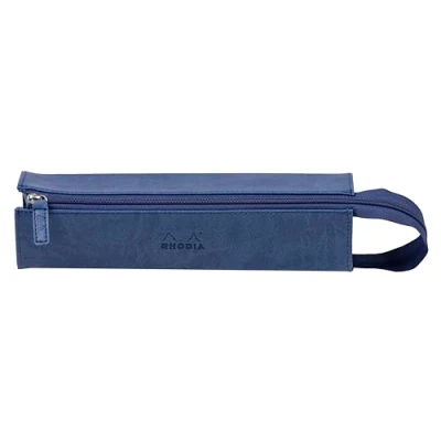 Image de RHODIA 319018C Trousse Plumier Rhodiarama Saphir 23x5x5 cm Ouverture à Plat pour Utilisation en tant que Simili Cuir Rangement Stylos, Crayons, Feutres, Petites Fournitures