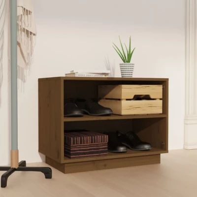 Afbeelding van Schoenenkast 60x34x45 cm massief grenenhout honingbruin