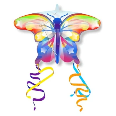 Afbeelding van Kites Ready 2 Fly Pop up Mini Nylon Vlieger Vlinder Regenboog