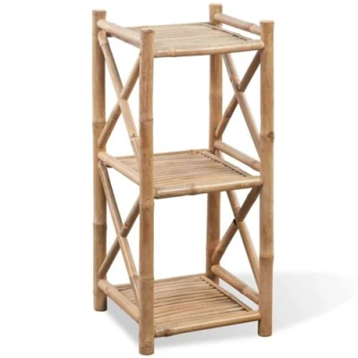 Image de vidaXL Étagère à 3 niveaux carré bambou