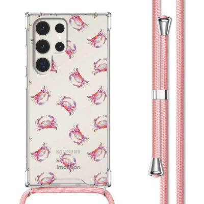 Afbeelding van iMoshion Hoesje Geschikt voor Samsung Galaxy S23 Ultra met Koord Design Meerkleurig / Crab Watercolor