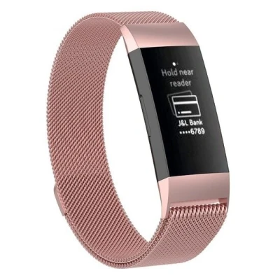 Afbeelding van Fitbit Charge 3 &amp; 4 milanese bandje Maat: Small Rosé goud