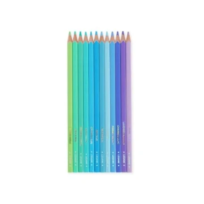 Afbeelding van Legami 12 kleurpotloden, Mina, zacht en duurzaam, uitstekende temperatuur, inclusief etui, 0,6 x 15,2 cm, oceaanpalet