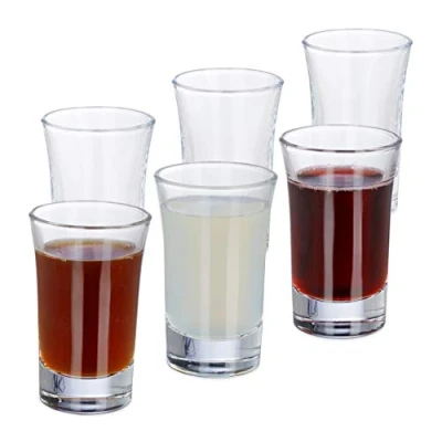 Afbeelding van Relaxdays shotglazen borrelglaasjes set van 6 4 cl glas likeur carnaval