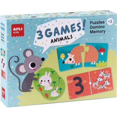 Afbeelding van Apli kids puzzel, memorie en domino dieren