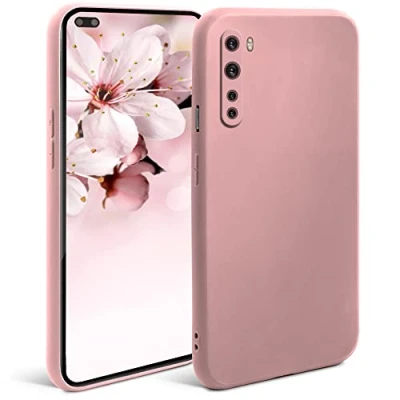 Afbeelding van Moozy Minimalist Series siliconen beschermhoes voor OnePlus Nord, beige roze matte afwerking, dunne en van zacht TPU