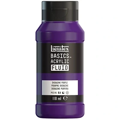 Afbeelding van Liquitex Basics Fluid Acrylverf met vloeibare consistentie, sneldrogend, lichtecht, waterdicht, op waterbasis, fles van 118 ml, paars