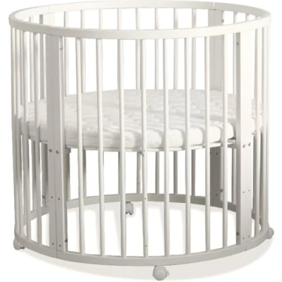Afbeelding van Buxibo Baby Box Grondbox Speelbox Playpen Kinderbox Rond Inclusief Matras Op Wielen 95x95x80.5cm Wit