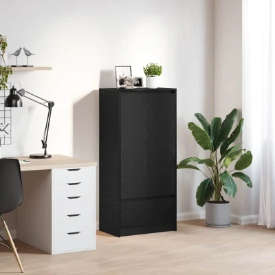 Afbeelding van vidaXL Kast met lade 55,5x34x119,5 cm spaanplaat zwart eikenkleurig