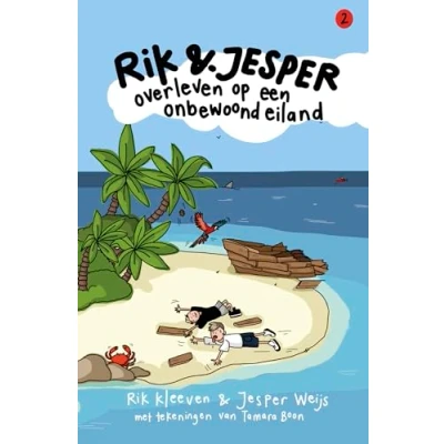 Afbeelding van Rik en Jesper overleven op een onbewoond eiland
