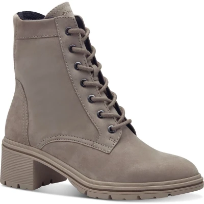 Afbeelding van Tamaris Veterboots, Dames, Maat: 39, Taupe Leer/ synthetisch