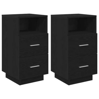 Afbeelding van Nachtkastjes 2 st met lades 36x36x68 cm zwart