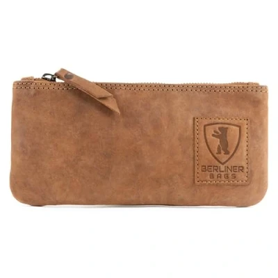 Afbeelding van Berliner Bags Vintage leren etui met YKK ritssluiting, voor pennen, Bruin, camel, Kameel