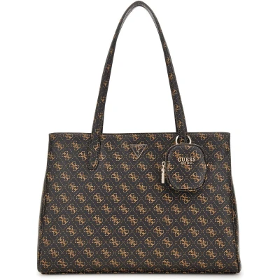 Afbeelding van GUESS Shopper Schoudertas Power Play Tech Tote Brown Logo Donkerbruin