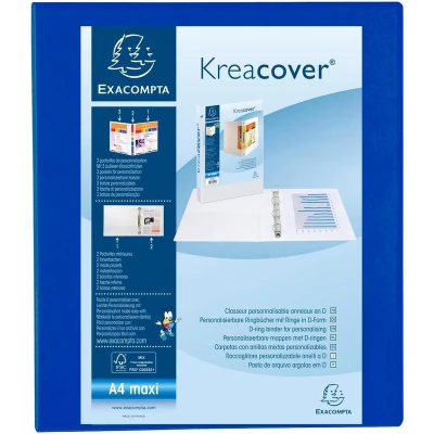 Afbeelding van Exacompta ringmap Kreacover, ft A4 maxi, 4 D ringen van 3 cm, blauw