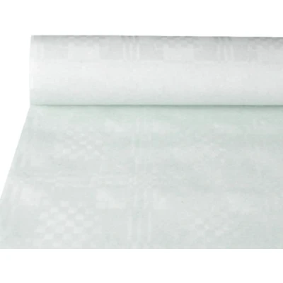 Afbeelding van Damast tafelkleed papier ROL 118cmx8m wit