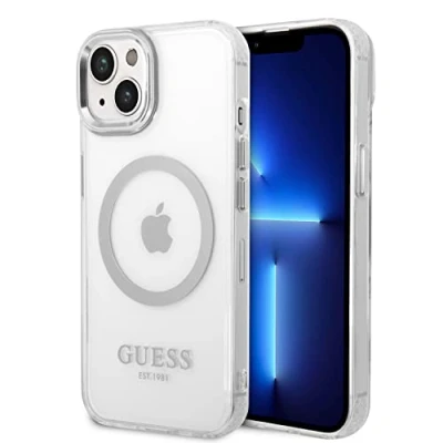 Afbeelding van Guess Translucent Back Case (MagSafe Compatible) Geschikt voor Apple iPhone 14 Plus (6.7&quot;) Zilver
