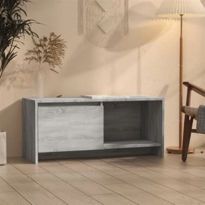 Afbeelding van vidaXL Tv meubel 90x35x40 cm bewerkt hout grijs sonoma eikenkleurig
