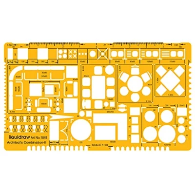 Afbeelding van Liquidraw Architectonische regel op schaal 1:50 Stencil Architectuur Technisch Schrijven Benodigdheden Interieur Meubelontwerp Symbolen