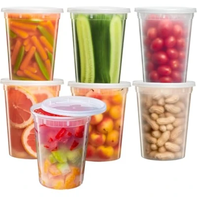 Afbeelding van YOYEAH 20 stuks plastic containers met deksel, 950 ml, herbruikbare voedselcontainers, lekvrije containers, voedselcontainers