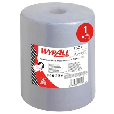 Afbeelding van WYPALL 7301 poetsdoek L20 2 laags 33x38cm rol 500 vel blauw
