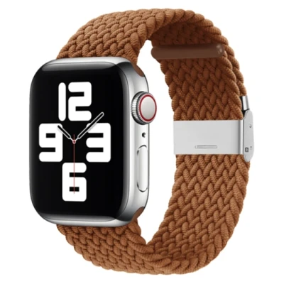 Afbeelding van Apple Watch Braided nylon bandje Bruin Geschikt voor 42mm / 44mm 45mm 49mm
