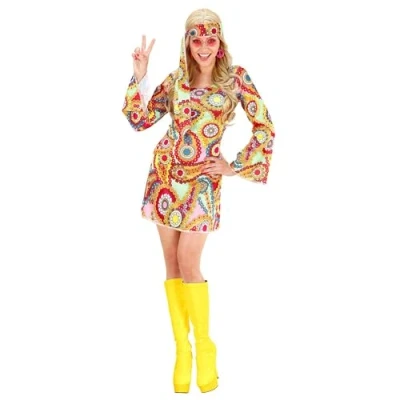 Afbeelding van Widmann Hippie Kostuum Meisje Vrouw Multicolor Small Carnavalskleding Verkleedkleding