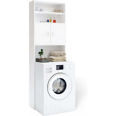 Afbeelding van Casaria Wasmachine Kastje 2 deuren 185x63x20cm wit
