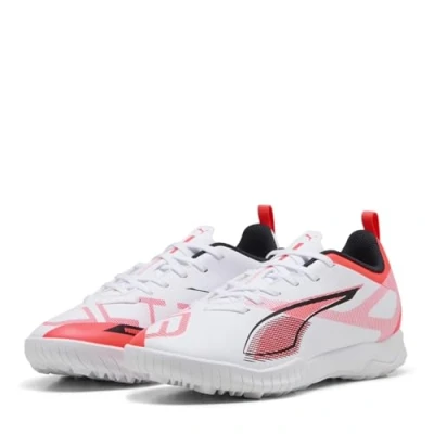 Afbeelding van Puma Ultra 5 PLAY TT JR Unisex Voetbalschoenen voor kunstgras kinderen, Maat: 38, White/black/glowing red Textiel/ synthetisch
