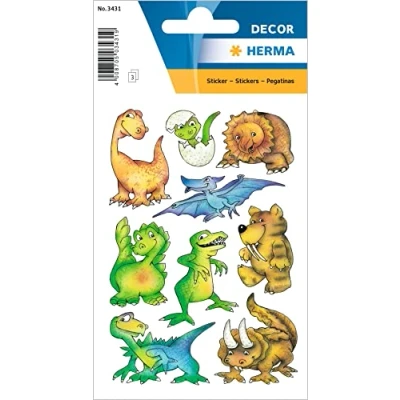 Afbeelding van HERMA 3431 27 stuks dinosaurus stickers voor fotoalbum, agenda, poëziealbum, scrapbooking, verjaardagsdecoratie, letters