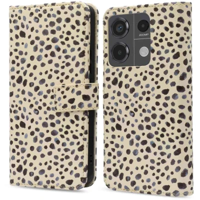 Afbeelding van imoshion Hoesje Geschikt voor Xiaomi Redmi Note 13 Pro (5G) / Poco X6 Met Pasjeshouder Design Bookcase smartphone Meerkleurig Black And White Dots