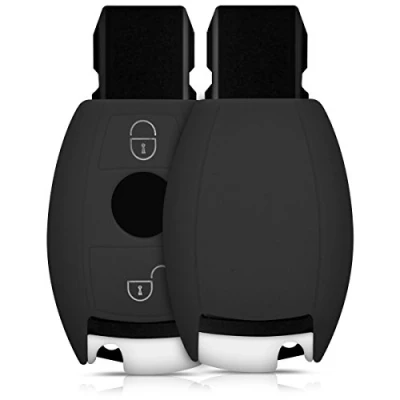 Afbeelding van kwmobile autosleutel hoesje geschikt voor Mercedes Benz 2 knops (alleen Keyless Go) hoes TPU behuizing Beschermende auto sleutel case Sleuteletui in zwart