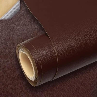 Afbeelding van lederen patch, zelfklevend, 100 x 200 cm, kunstleer, reparatiepatch voor banken, handtassen, jassen, autostoelen, meubels, reparatie van donkerbruin