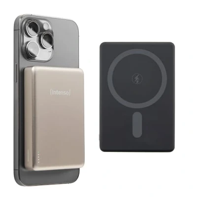 Afbeelding van (Intenso) MW10000 Powerbank 10.000 mAh Li Po geschikt voor MagSafe Draadloos &amp; USB C 20W PowerDelivery champagne