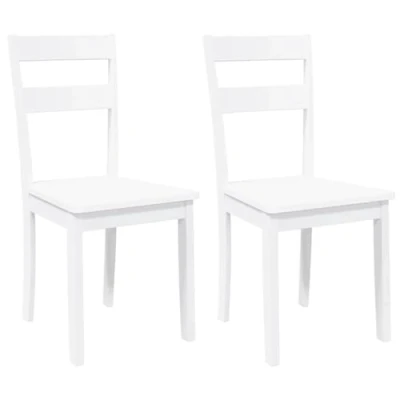 Afbeelding van vidaXL Eetkamerstoelen 2 st massief hout rubber wit