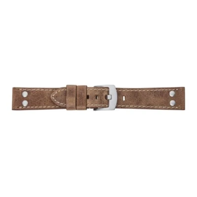 Afbeelding van Eichmüller Vintage leren horlogeband met klinknagels, Braun, Riem