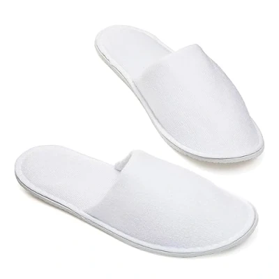 Afbeelding van NATURECA Hotelpantoffels, gastenpantoffels, badstof pantoffels, pantoffels voor dames en heren, universele maat, witte wegwerppantoffels bruiloft, 10 paar