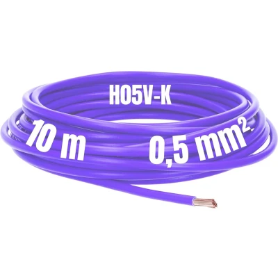 Afbeelding van Kalitec 10 meter H05V K 0,5 mm² paarse bedradingskabel I aderige kabel flexibel PVC enkeladerig meeraderig 0,5mm2 bedrading fijnaderige enkele enkeldraads schakeldraad vlamvertragend