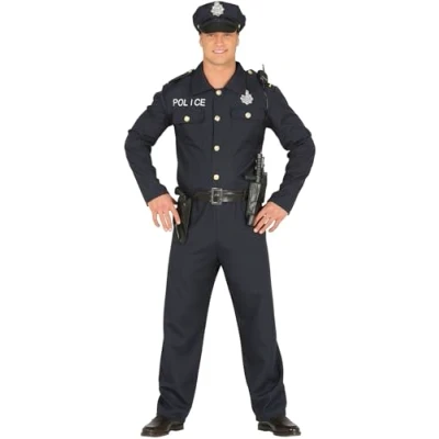 Afbeelding van Politieagent (zwart) maat L (52 54)