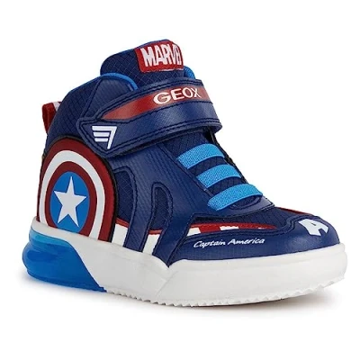 Afbeelding van Geox Marvel Avengers Captain America Light UP Grayjay BOY Sneakers hoog voor kinderen, Maat: 34, Navy/red Kunststof/ textiel