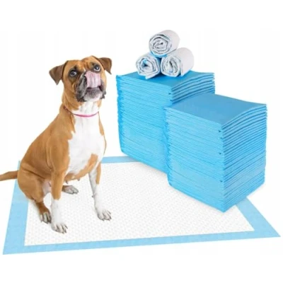 Afbeelding van 50 stuks trainingsmatten voor honden en puppy&#039;s, lekvrij 5 laags design met sneldrogend oppervlak, blauw (50, 90 x 60 cm)