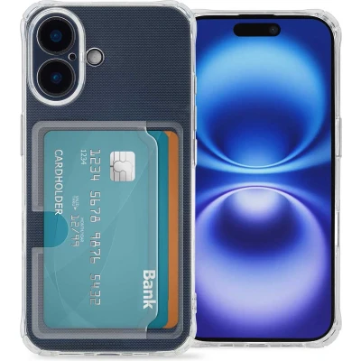 Afbeelding van imoshion Hoesje Geschikt voor iPhone 16 met Pasjeshouder Softcase Backcover pashouder 3.0 Transparant