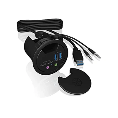 Image de ICY BOX IB HUB1403B Concentrateur (hub) 2 x SuperSpeed USB 3.0 + C possibilité de montage encastré